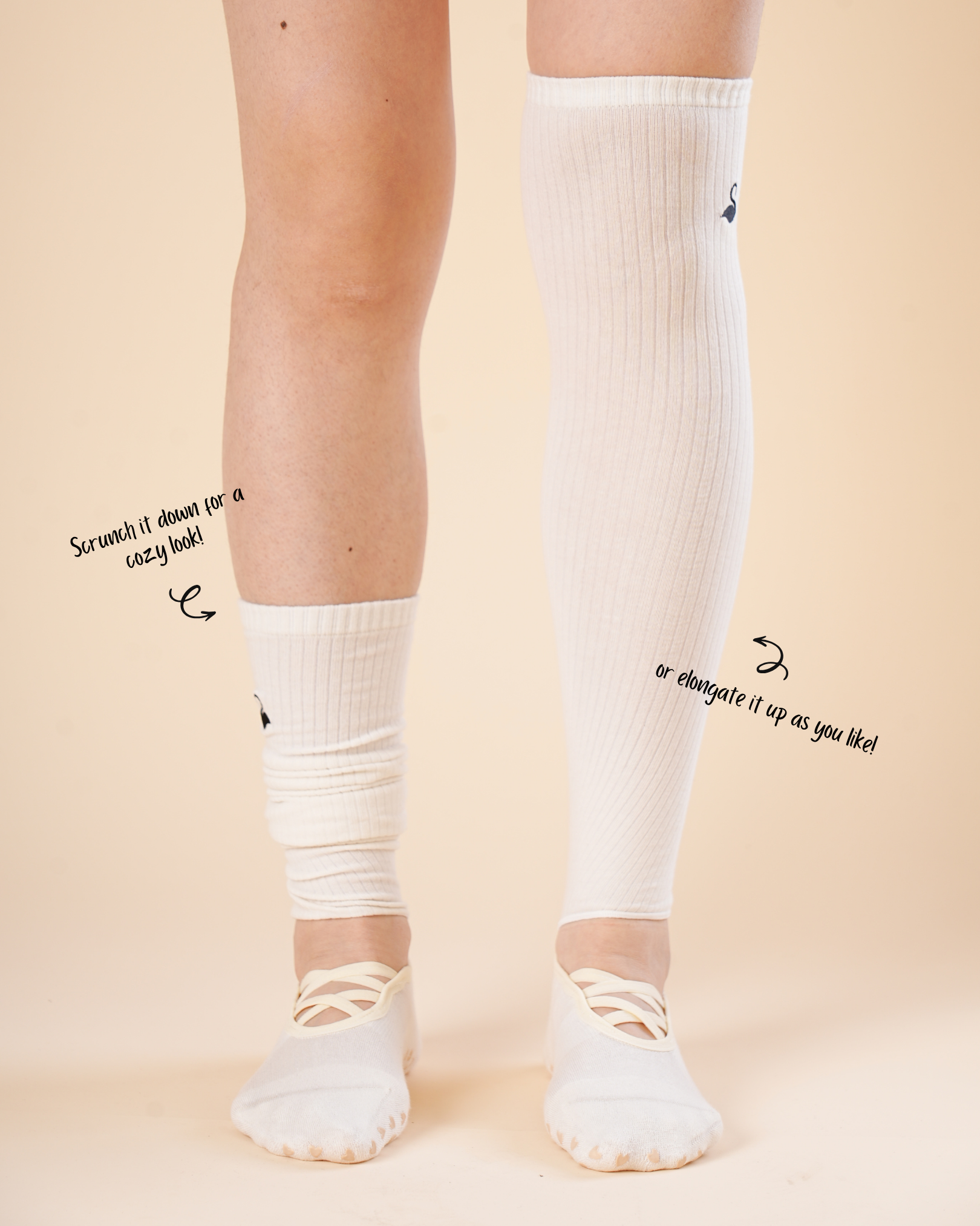 Elongé Ballet Grip Socks in Ivory