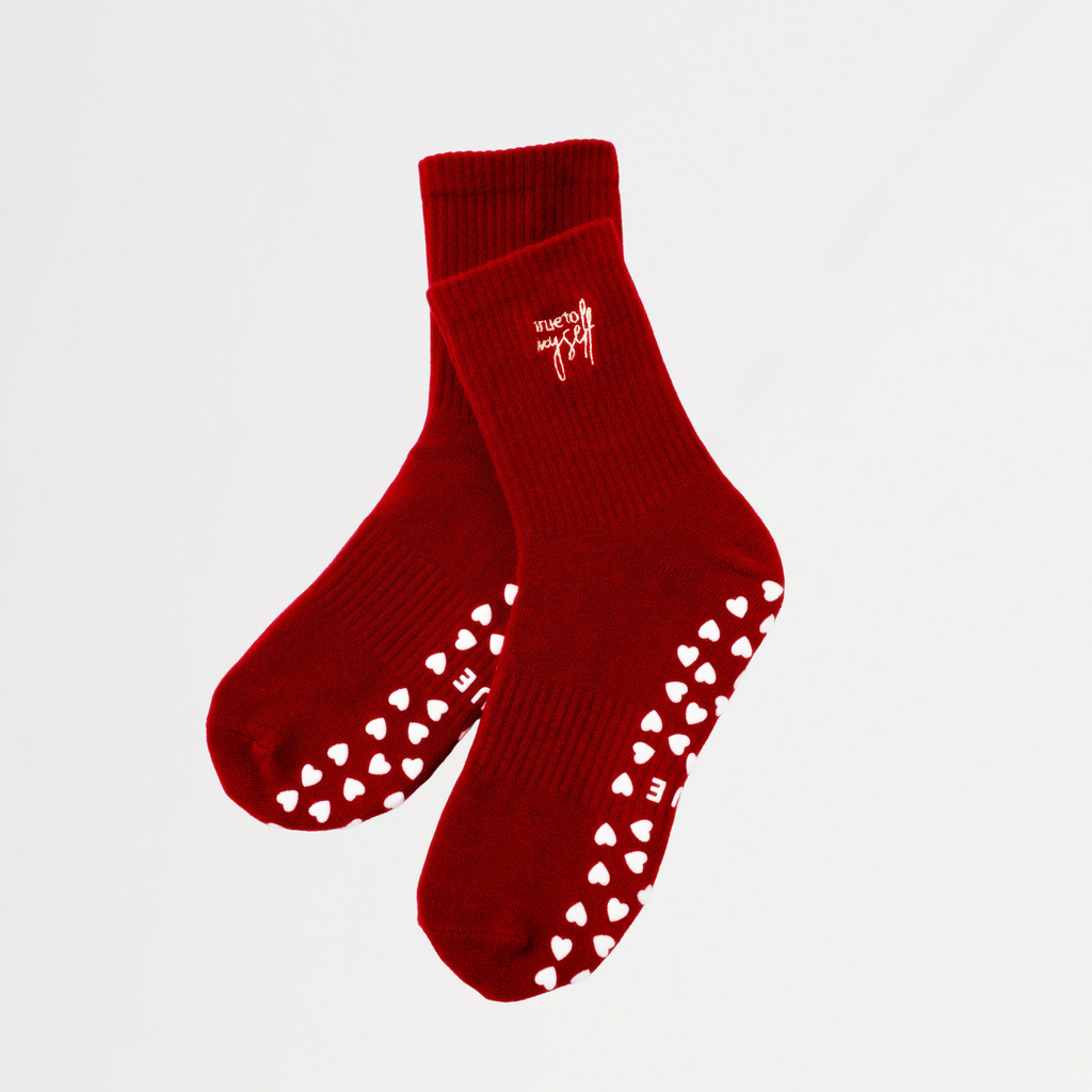 True to Myself Crew Grip Socks