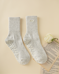XOXO, Crew Grip Socks in Stone Grey