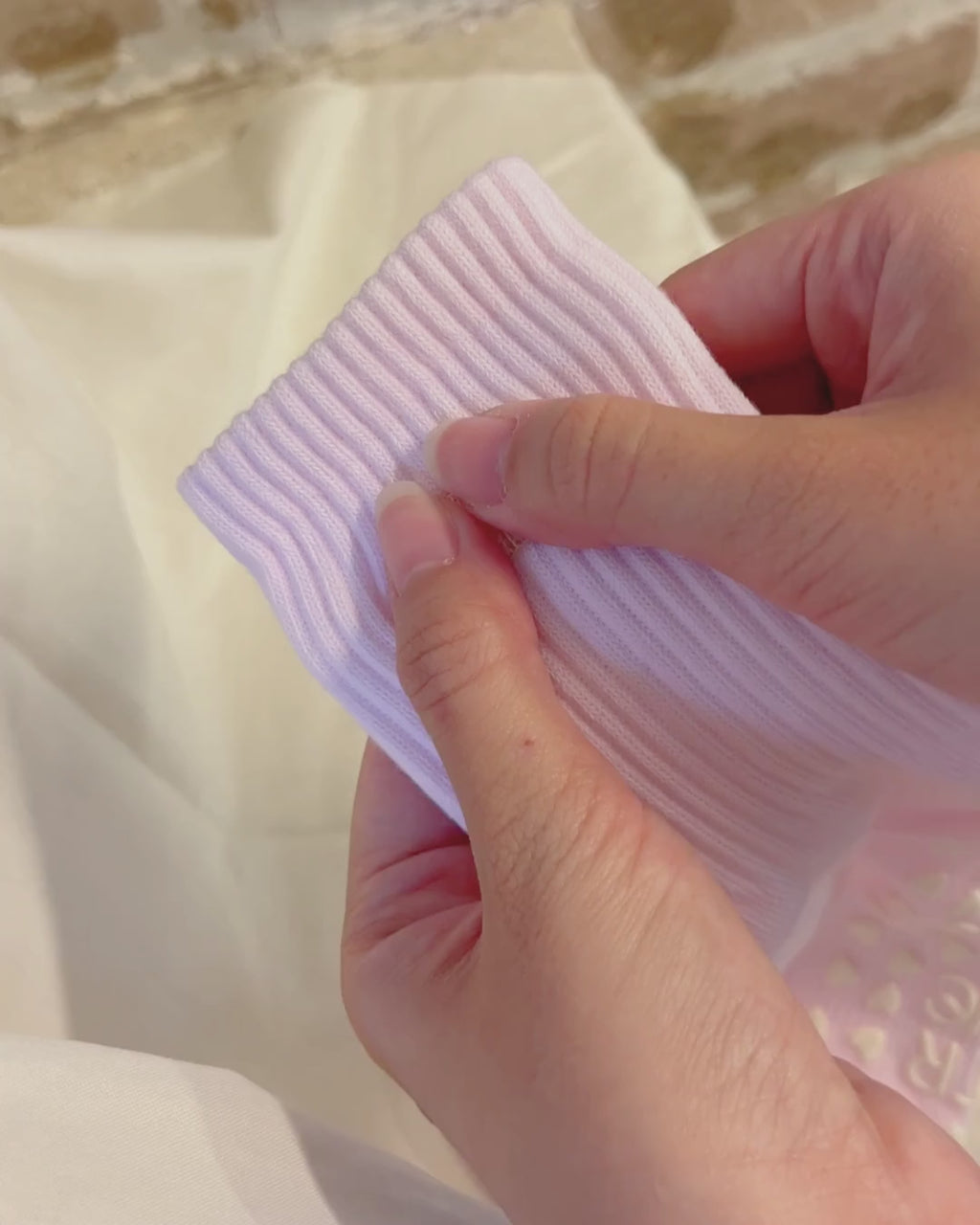 Self-Care Club Crew Grip Socks in Blush